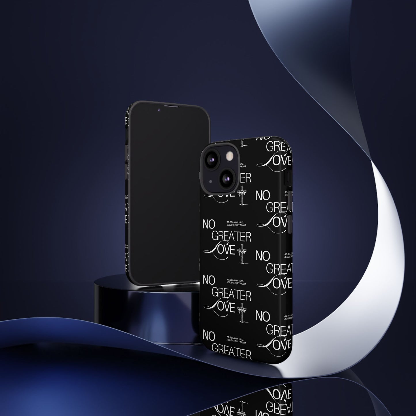 No Greater Love Phone Case Black | John 15:13 Bible Verse Case | Sleek Christian Gift for Men | Tough Minimalist Scripture Cover