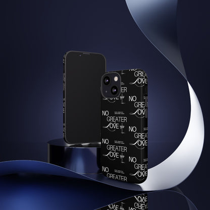 No Greater Love Phone Case Black | John 15:13 Bible Verse Case | Sleek Christian Gift for Men | Tough Minimalist Scripture Cover