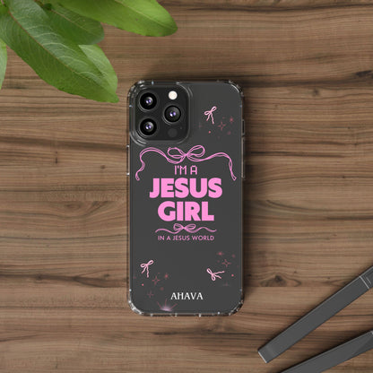 Jesus Girl Pink Phone Case | Preppy Christian Cute Faith Based Gift | Soft Pink Aesthetic Clear Tough Case