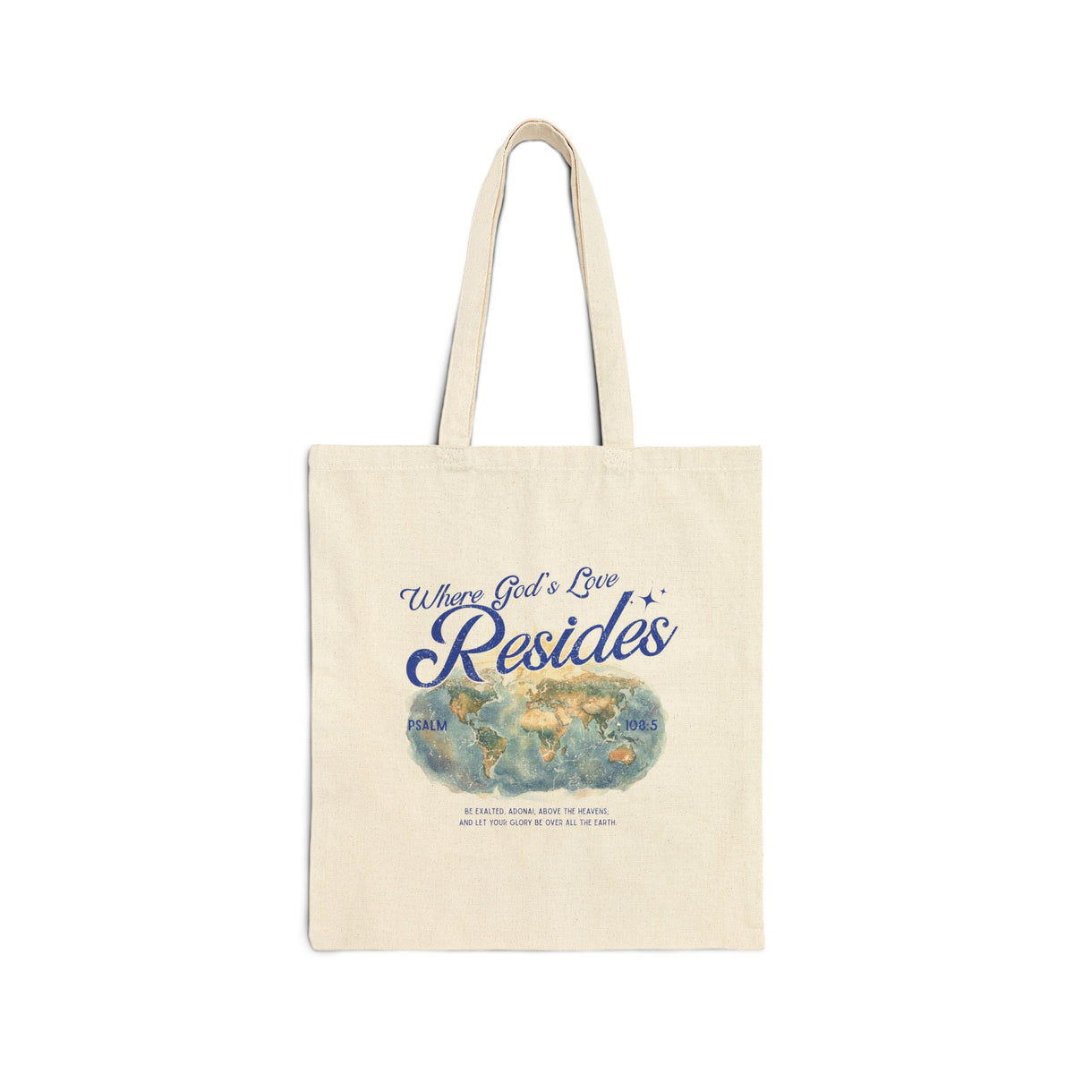 Where God's Love Resides Canvas Tote Bag | Blue