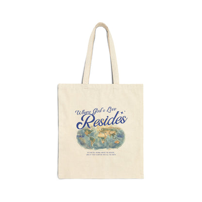 Where God's Love Resides Canvas Tote Bag | Blue