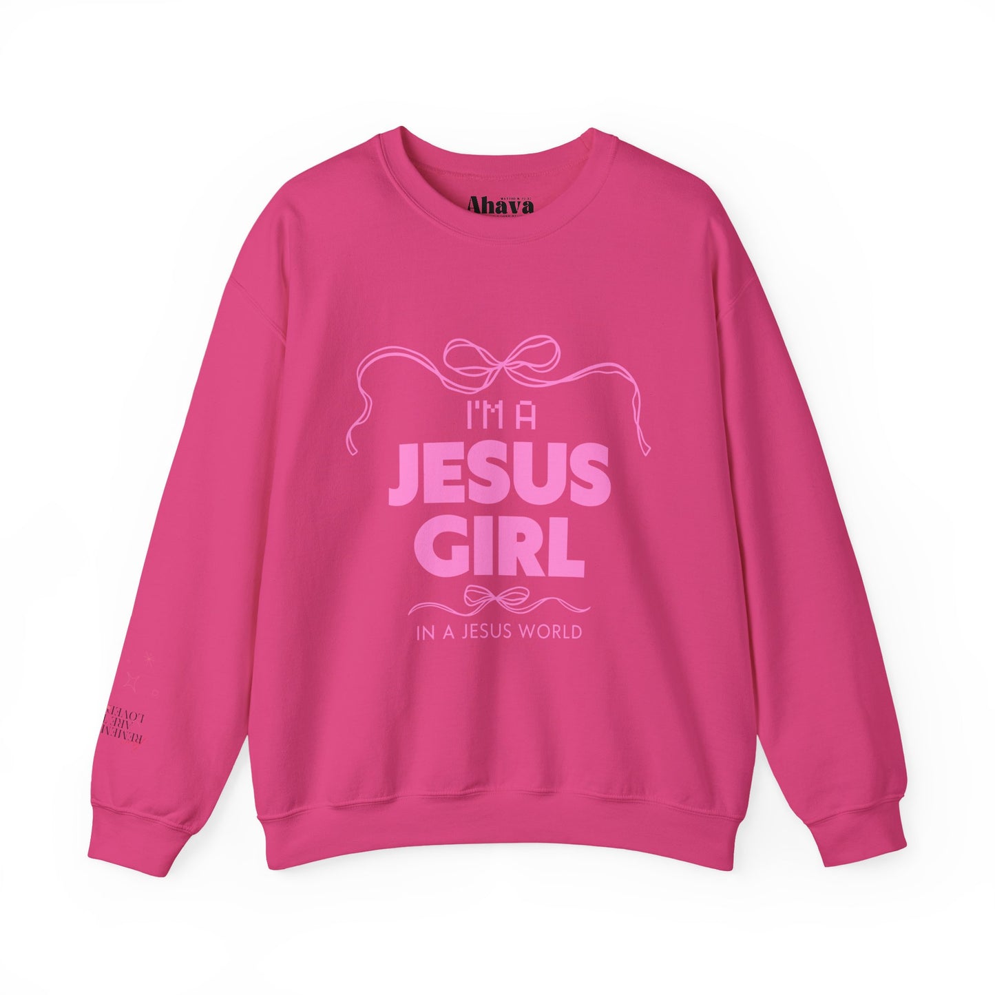 Jesus girl in a Jesus World Sweatshirt