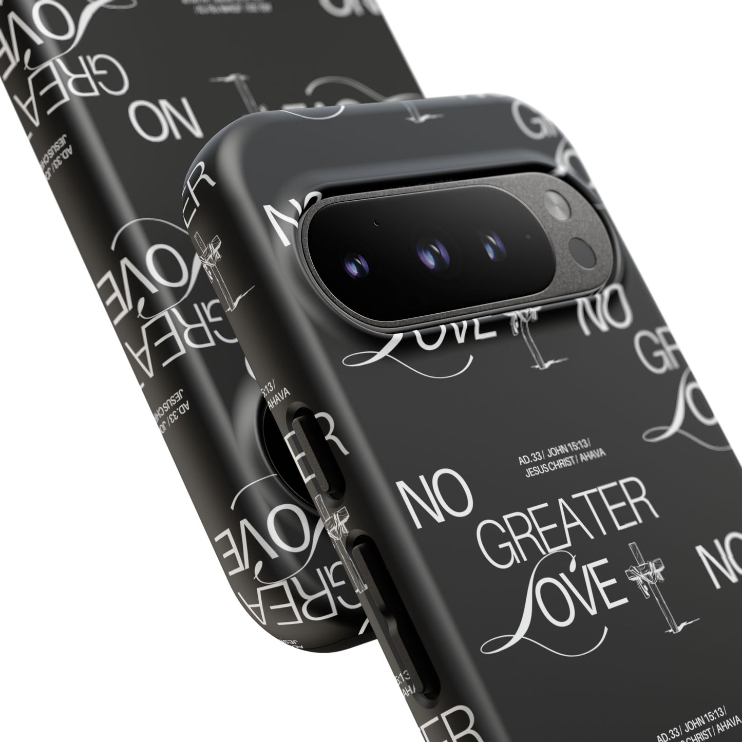 No Greater Love Phone Case Black | John 15:13 Bible Verse Case | Sleek Christian Gift for Men | Tough Minimalist Scripture Cover