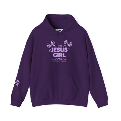 Jesus girl in a Jesus World Hoodie