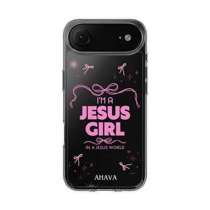 Jesus Girl Pink Phone Case | Preppy Christian Cute Faith Based Gift | Soft Pink Aesthetic Clear Tough Case