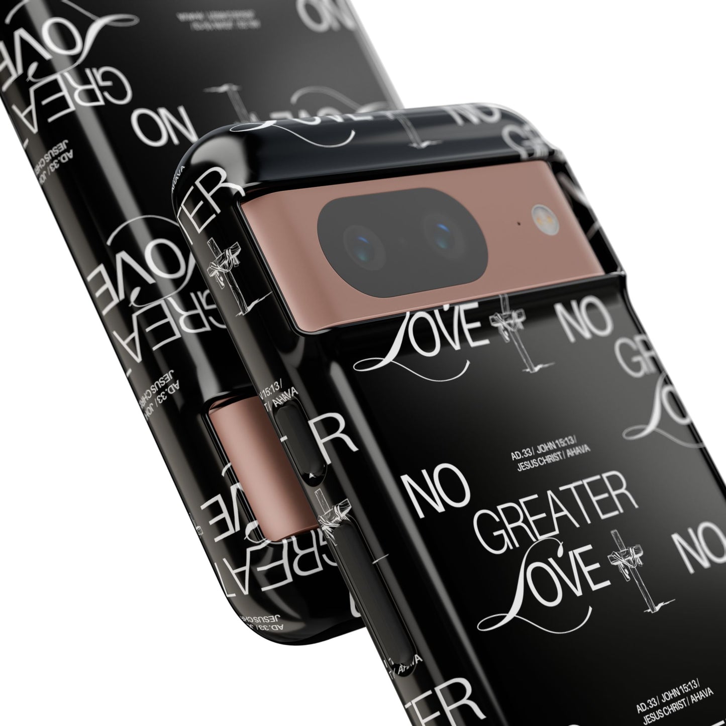 No Greater Love Phone Case Black | John 15:13 Bible Verse Case | Sleek Christian Gift for Men | Tough Minimalist Scripture Cover