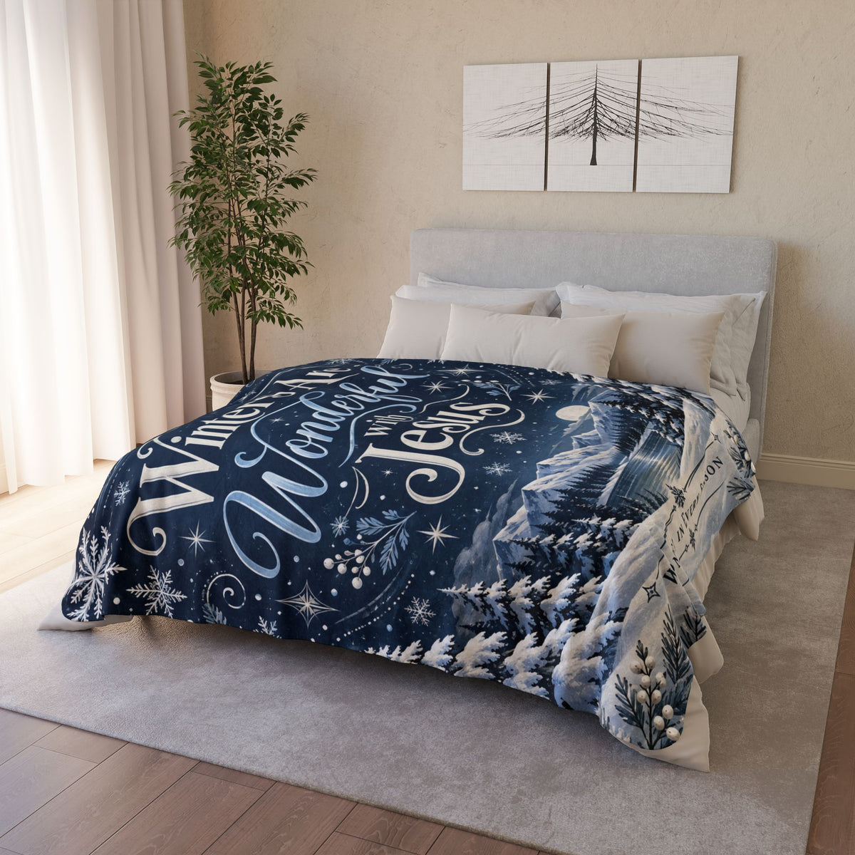 Winters Are Wonderful with Jesus Fleece Blanket