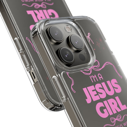 Jesus Girl Pink Phone Case | Preppy Christian Cute Faith Based Gift | Soft Pink Aesthetic Clear Tough Case
