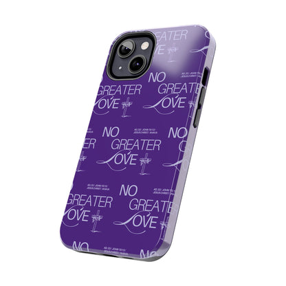 No Greater Love Phone Case Lavender | John 15:13 Bible Verse Cover  | Dreamy Christian Aesthetic Gift | Tough Floral Scripture Case