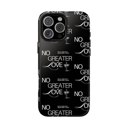 No Greater Love Phone Case Black | John 15:13 Bible Verse Case | Sleek Christian Gift for Men | Tough Minimalist Scripture Cover