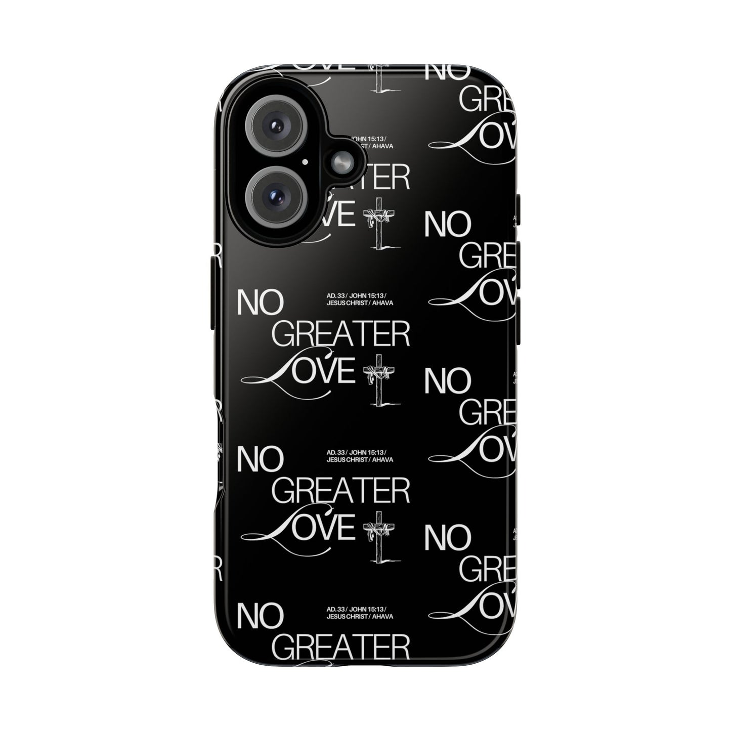 No Greater Love Phone Case Black | John 15:13 Bible Verse Case | Sleek Christian Gift for Men | Tough Minimalist Scripture Cover