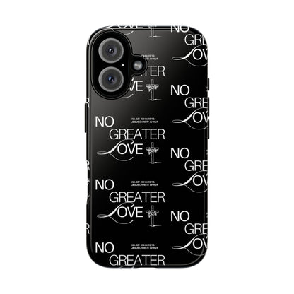 No Greater Love Phone Case Black | John 15:13 Bible Verse Case | Sleek Christian Gift for Men | Tough Minimalist Scripture Cover