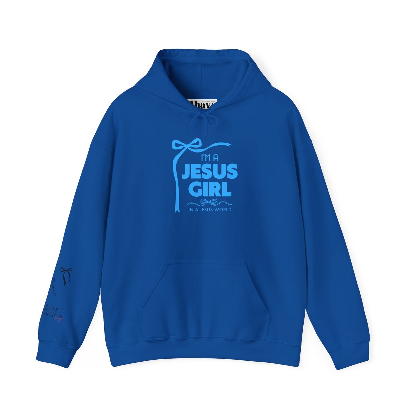 Jesus girl in a Jesus World Hoodie