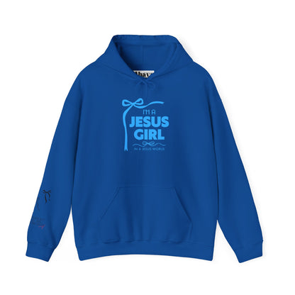 Jesus girl in a Jesus World Hoodie