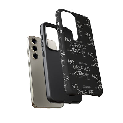 No Greater Love Phone Case Black | John 15:13 Bible Verse Case | Sleek Christian Gift for Men | Tough Minimalist Scripture Cover