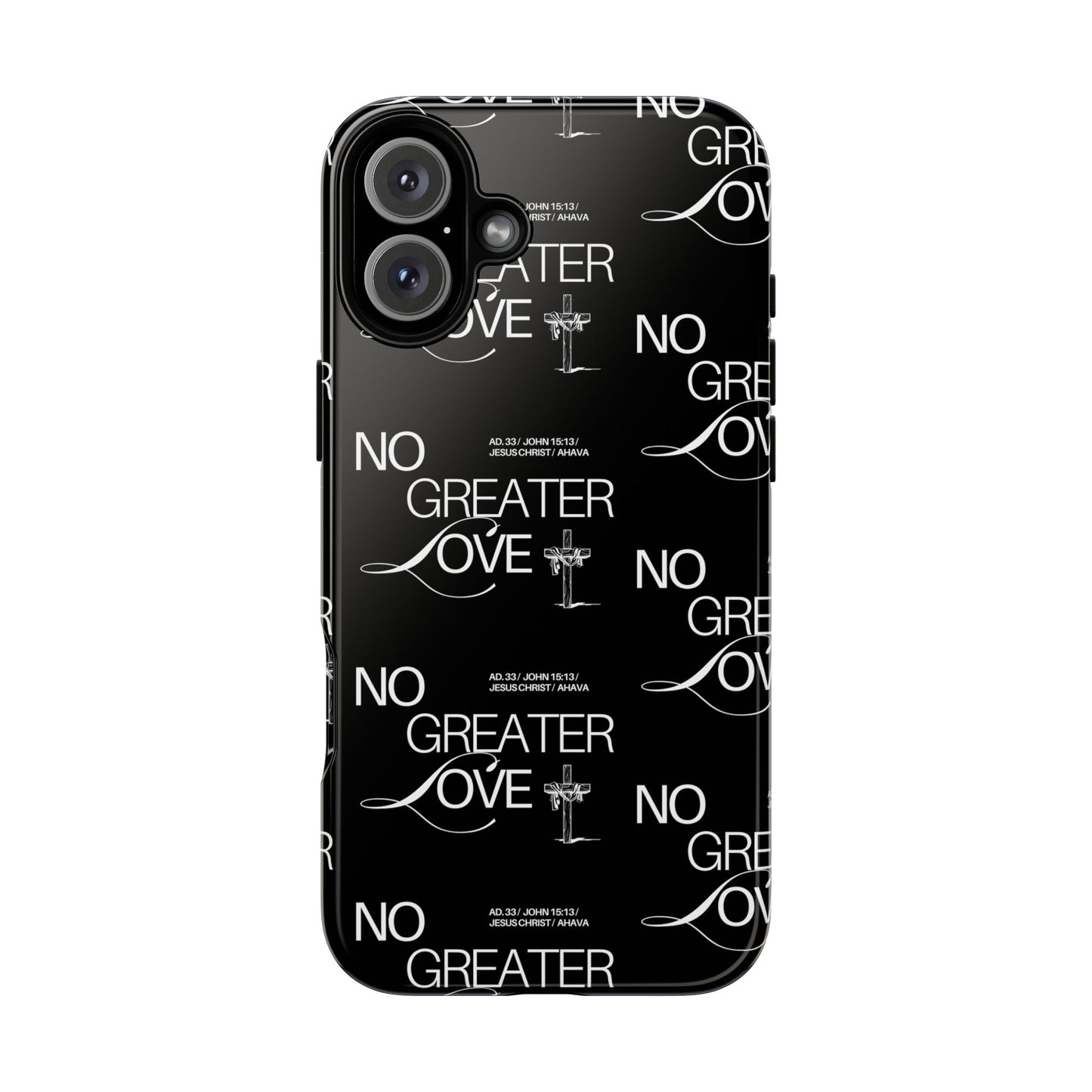 No Greater Love Phone Case Black | John 15:13 Bible Verse Case | Sleek Christian Gift for Men | Tough Minimalist Scripture Cover