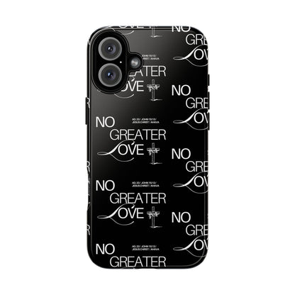 No Greater Love Phone Case Black | John 15:13 Bible Verse Case | Sleek Christian Gift for Men | Tough Minimalist Scripture Cover