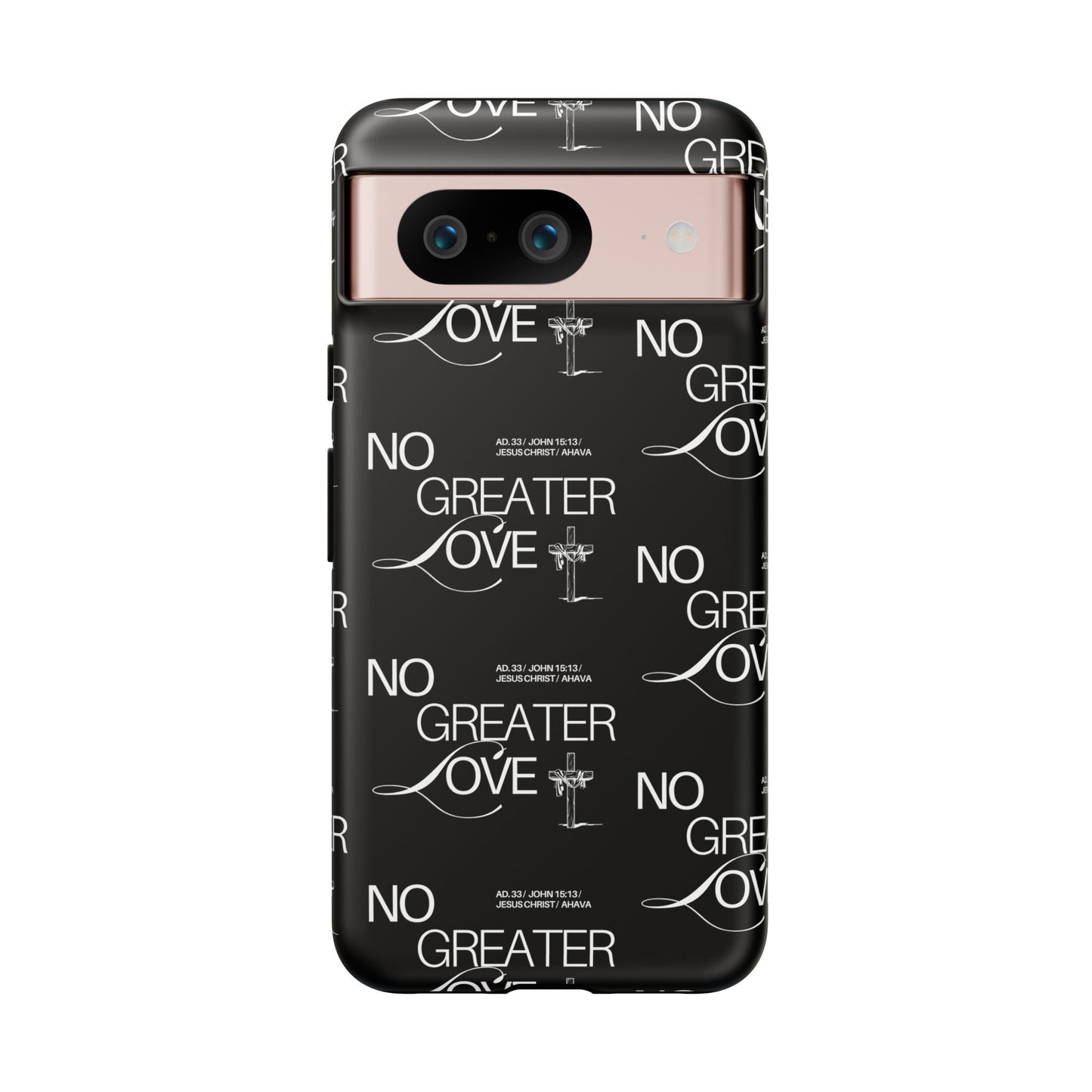 No Greater Love Phone Case Black | John 15:13 Bible Verse Case | Sleek Christian Gift for Men | Tough Minimalist Scripture Cover