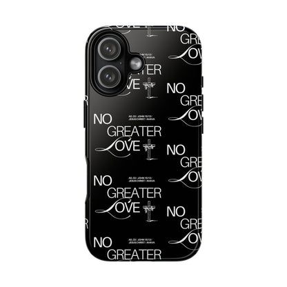 No Greater Love Phone Case Black | John 15:13 Bible Verse Case | Sleek Christian Gift for Men | Tough Minimalist Scripture Cover