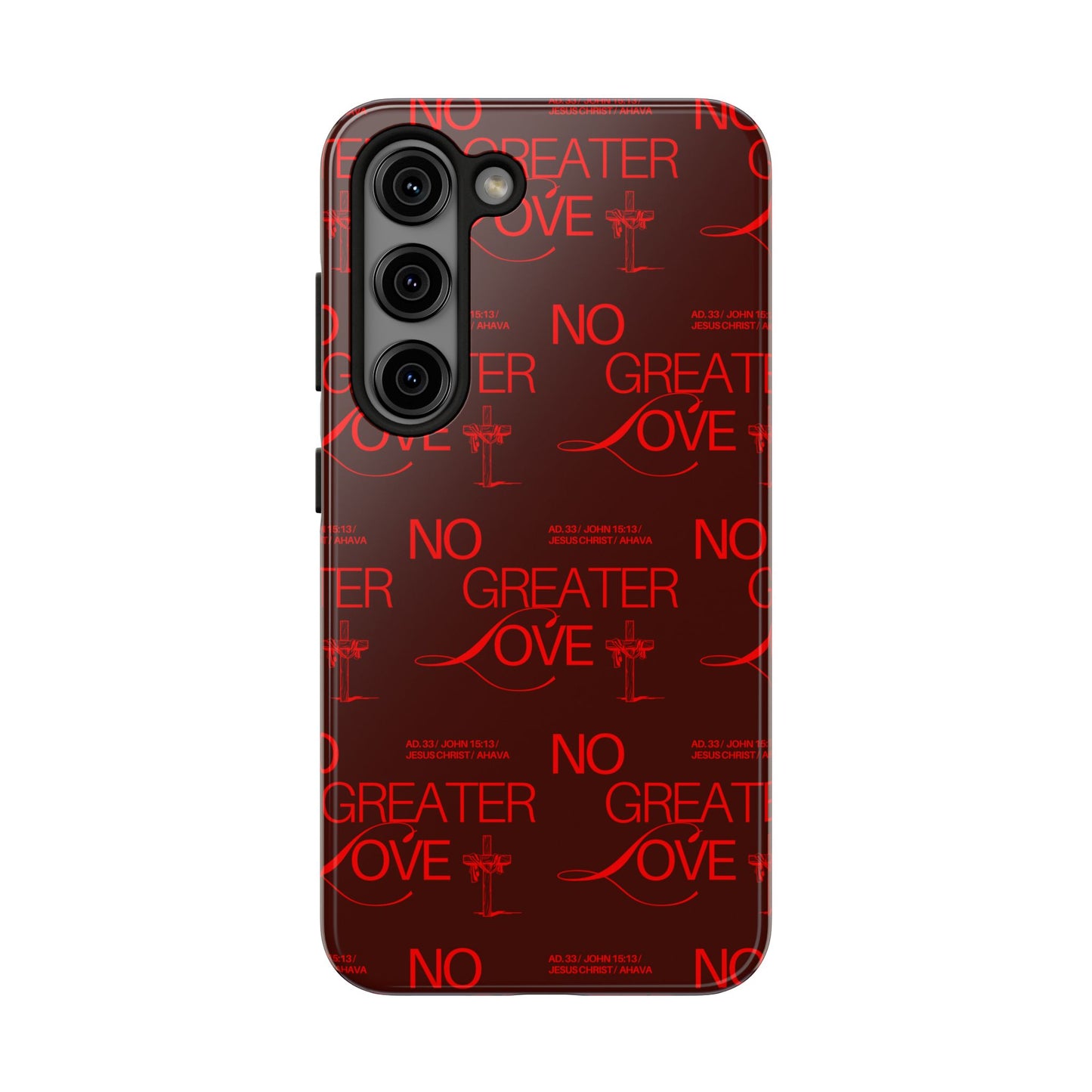 No Greater Love Phone Case Red | John 15:13 Scripture Case | Bold Christian Gift for Men & Women | Tough Protective Case