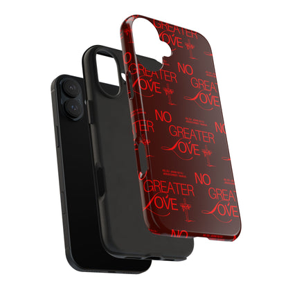 No Greater Love Phone Case Red | John 15:13 Scripture Case | Bold Christian Gift for Men & Women | Tough Protective Case