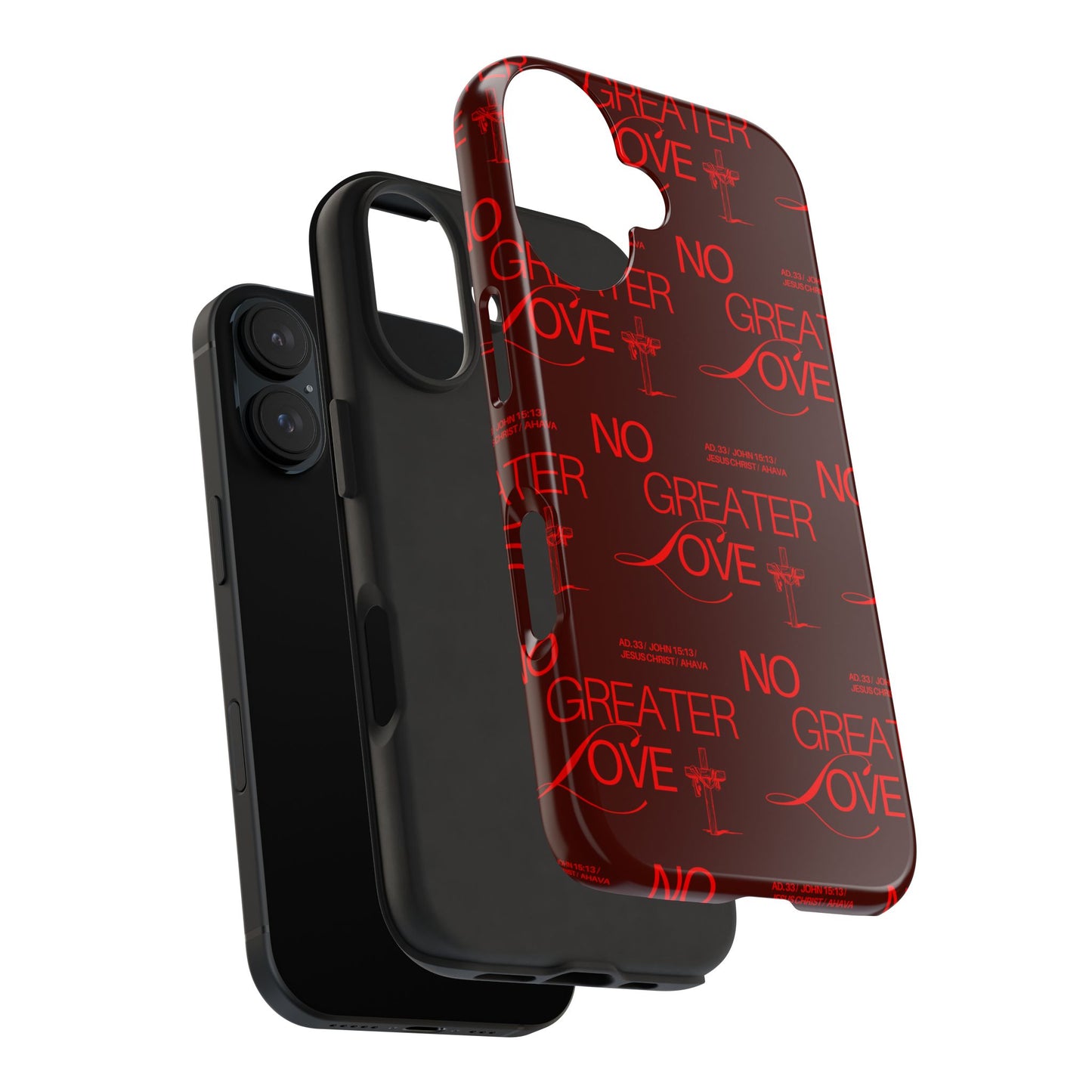No Greater Love Phone Case Red | John 15:13 Scripture Case | Bold Christian Gift for Men & Women | Tough Protective Case