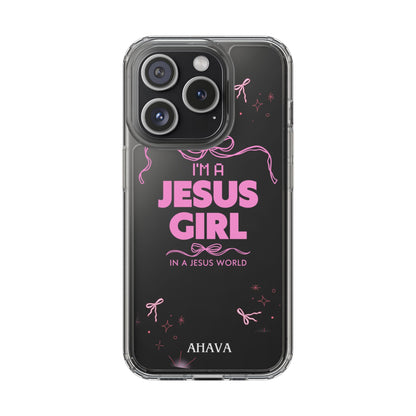 Jesus Girl Pink Phone Case | Preppy Christian Cute Faith Based Gift | Soft Pink Aesthetic Clear Tough Case