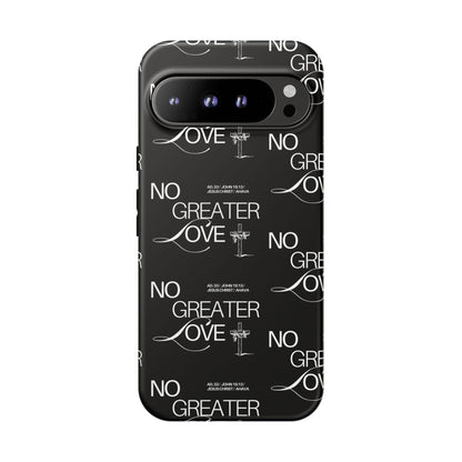 No Greater Love Phone Case Black | John 15:13 Bible Verse Case | Sleek Christian Gift for Men | Tough Minimalist Scripture Cover