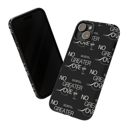No Greater Love Phone Case Black | John 15:13 Bible Verse Case | Sleek Christian Gift for Men | Tough Minimalist Scripture Cover