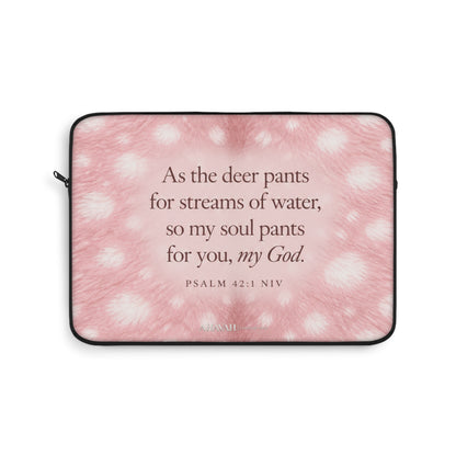 Psalm 42:1 Blush Pink Fawn Laptop Sleeve | As the Deer Pants