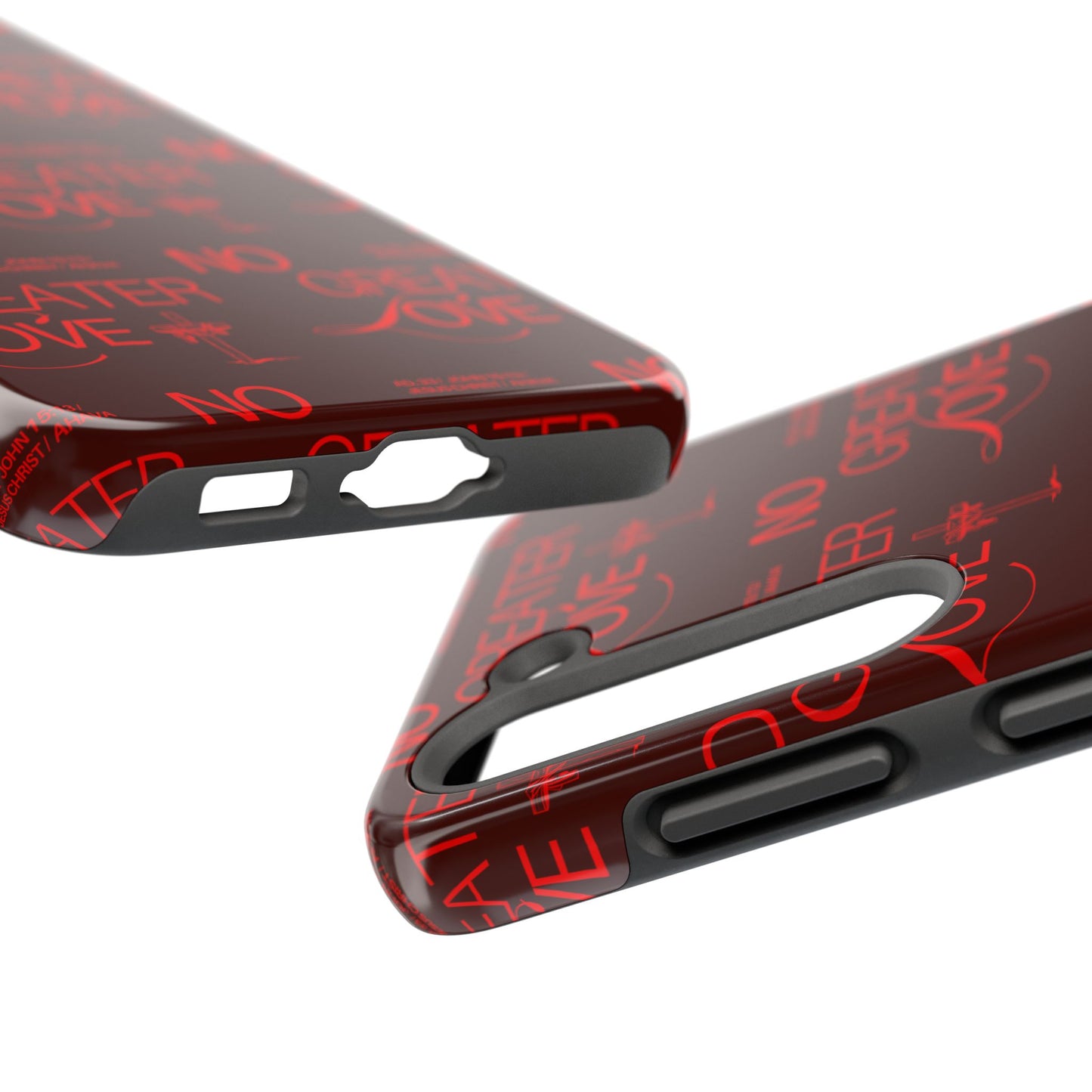 No Greater Love Phone Case Red | John 15:13 Scripture Case | Bold Christian Gift for Men & Women | Tough Protective Case