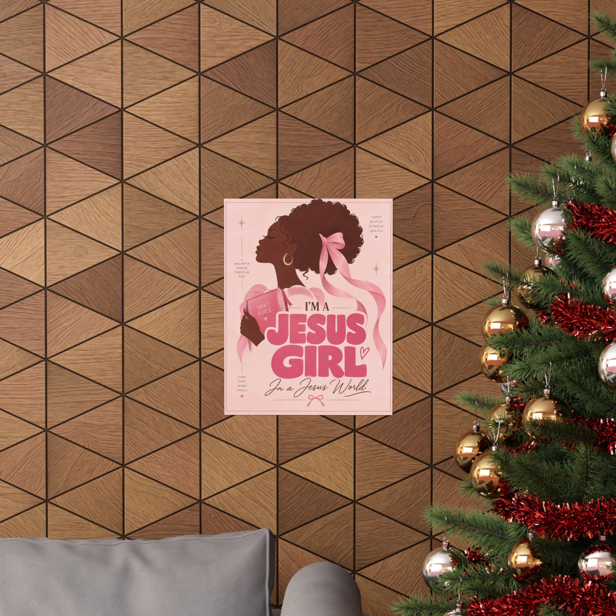 Jesus Girl in a Jesus World Pink poster