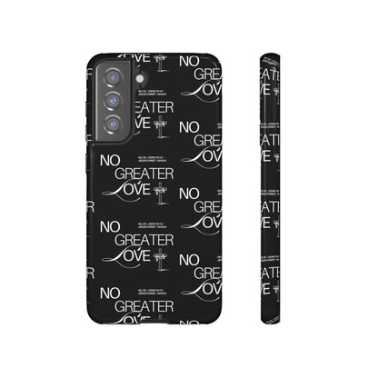No Greater Love Phone Case Black | John 15:13 Bible Verse Case | Sleek Christian Gift for Men | Tough Minimalist Scripture Cover