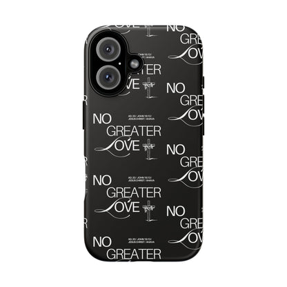 No Greater Love Phone Case Black | John 15:13 Bible Verse Case | Sleek Christian Gift for Men | Tough Minimalist Scripture Cover
