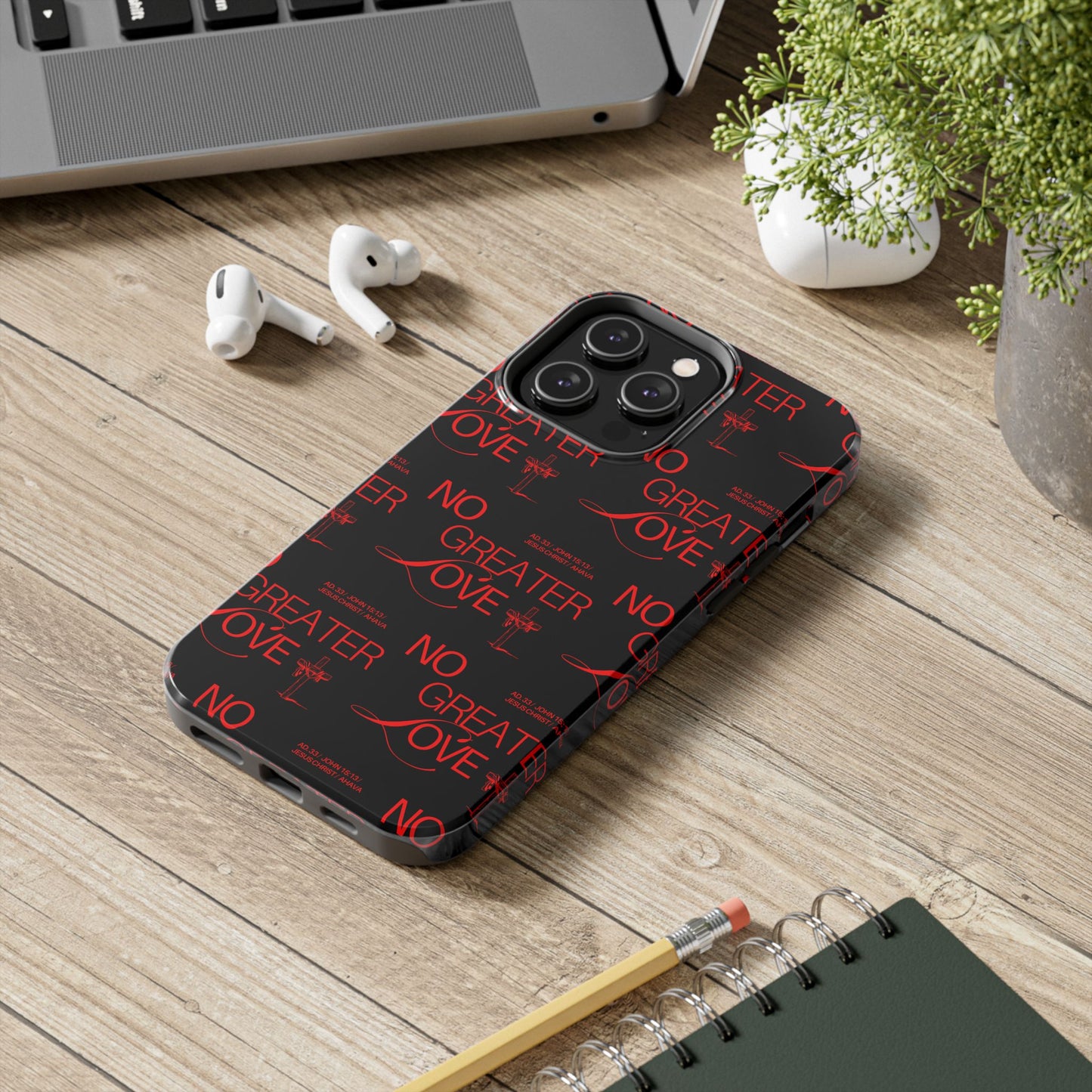 "No Greater Love" Red Phone Case