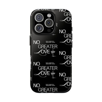 No Greater Love Phone Case Black | John 15:13 Bible Verse Case | Sleek Christian Gift for Men | Tough Minimalist Scripture Cover