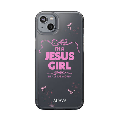 Jesus Girl Pink Phone Case | Preppy Christian Cute Faith Based Gift | Soft Pink Aesthetic Clear Tough Case