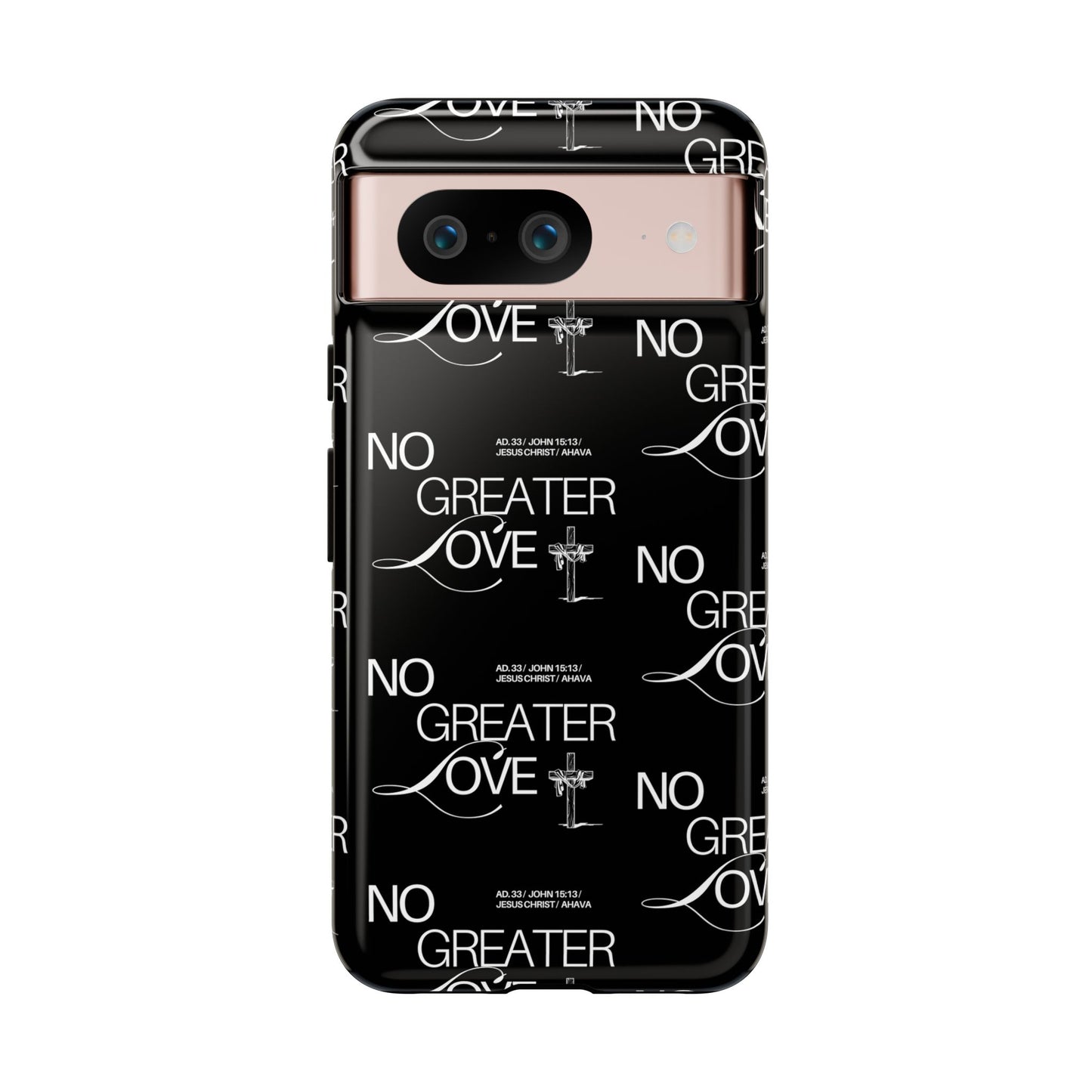No Greater Love Phone Case Black | John 15:13 Bible Verse Case | Sleek Christian Gift for Men | Tough Minimalist Scripture Cover