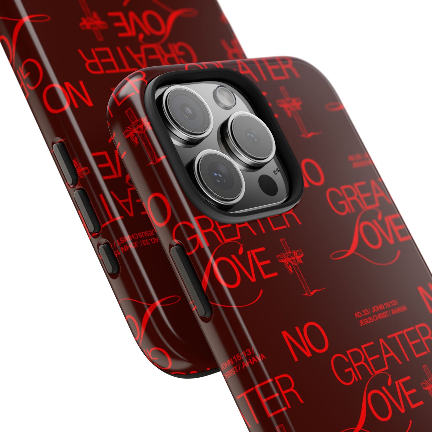 No Greater Love Phone Case Red | John 15:13 Scripture Case | Bold Christian Gift for Men & Women | Tough Protective Case