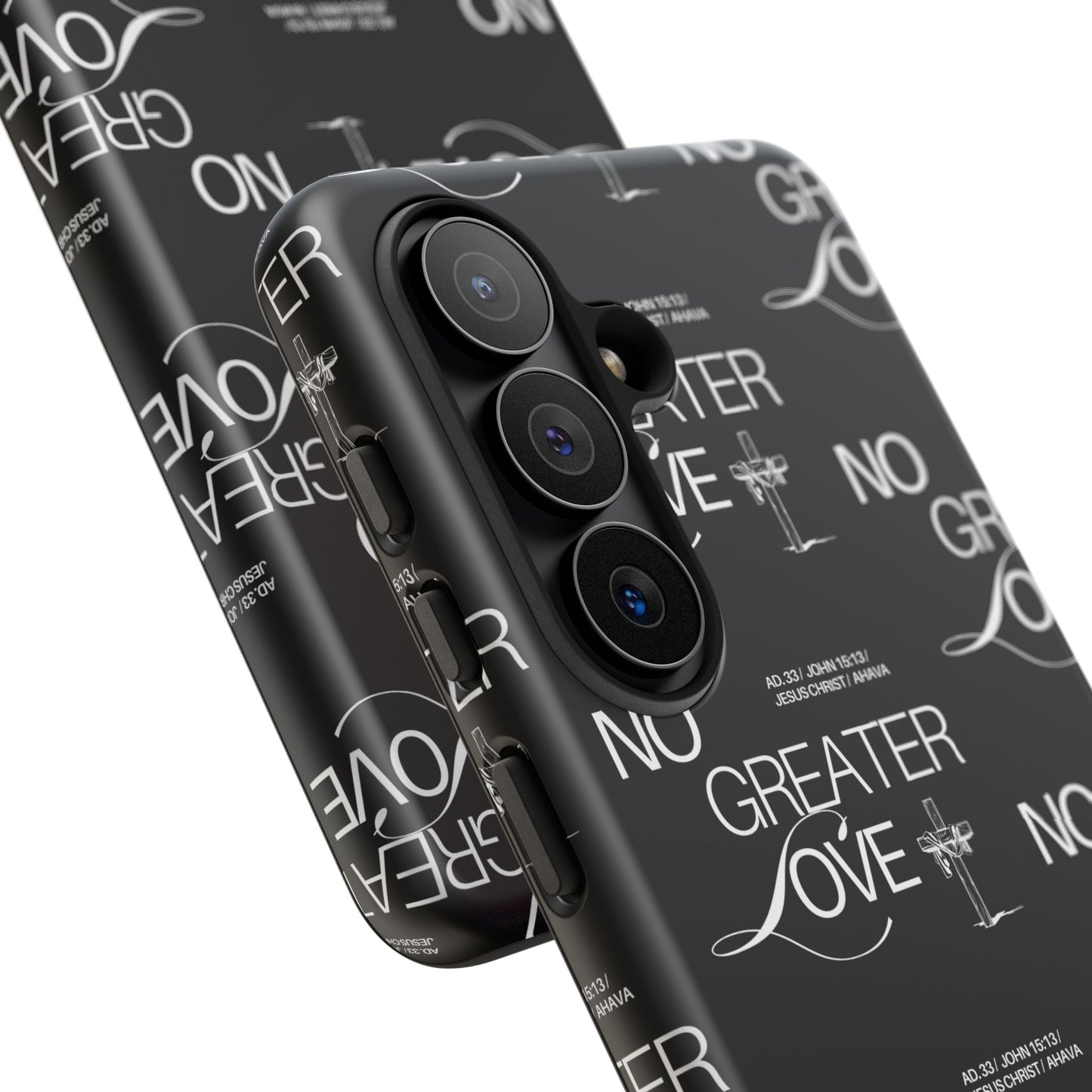No Greater Love Phone Case Black | John 15:13 Bible Verse Case | Sleek Christian Gift for Men | Tough Minimalist Scripture Cover