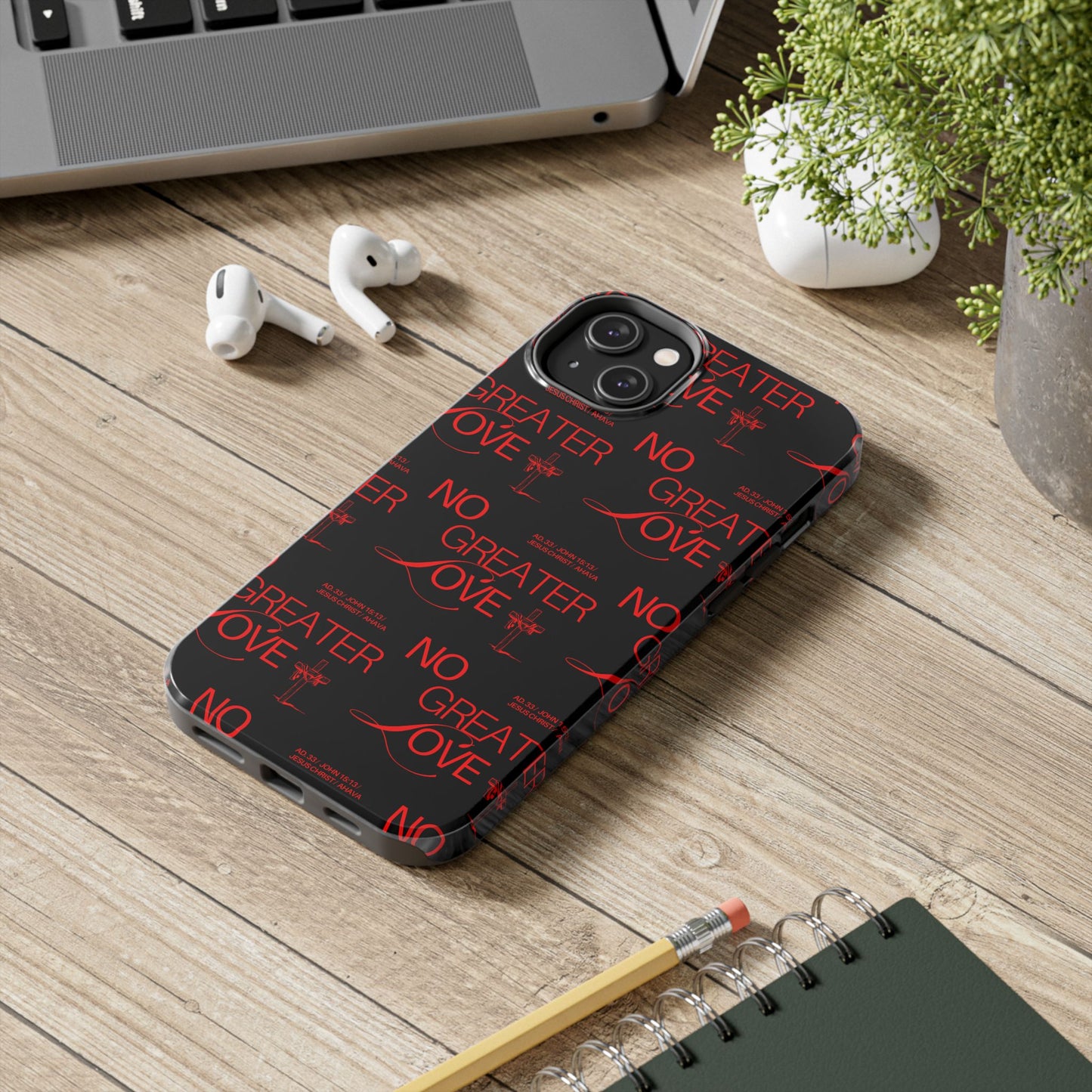 "No Greater Love" Red Phone Case