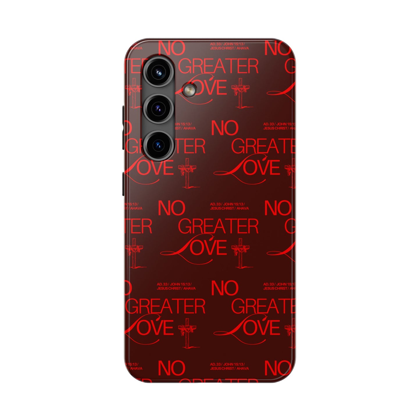 No Greater Love Phone Case Red | John 15:13 Scripture Case | Bold Christian Gift for Men & Women | Tough Protective Case