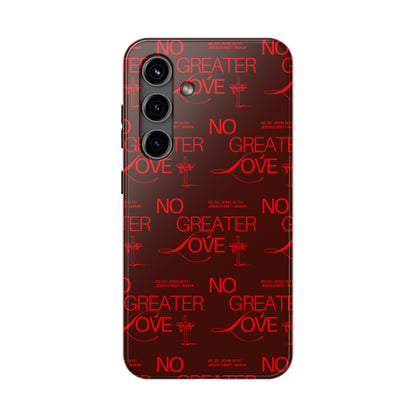 No Greater Love Phone Case Red | John 15:13 Scripture Case | Bold Christian Gift for Men & Women | Tough Protective Case