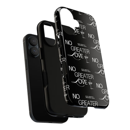 No Greater Love Phone Case Black | John 15:13 Bible Verse Case | Sleek Christian Gift for Men | Tough Minimalist Scripture Cover