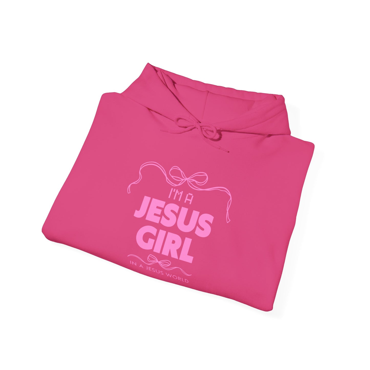 Jesus girl in a Jesus World Hoodie