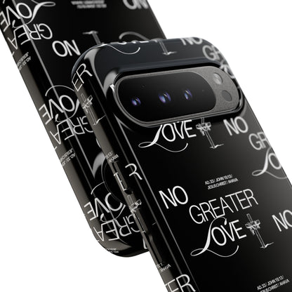 No Greater Love Phone Case Black | John 15:13 Bible Verse Case | Sleek Christian Gift for Men | Tough Minimalist Scripture Cover