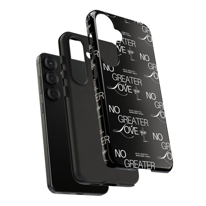 No Greater Love Phone Case Black | John 15:13 Bible Verse Case | Sleek Christian Gift for Men | Tough Minimalist Scripture Cover