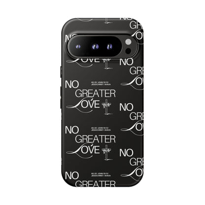 No Greater Love Phone Case Black | John 15:13 Bible Verse Case | Sleek Christian Gift for Men | Tough Minimalist Scripture Cover
