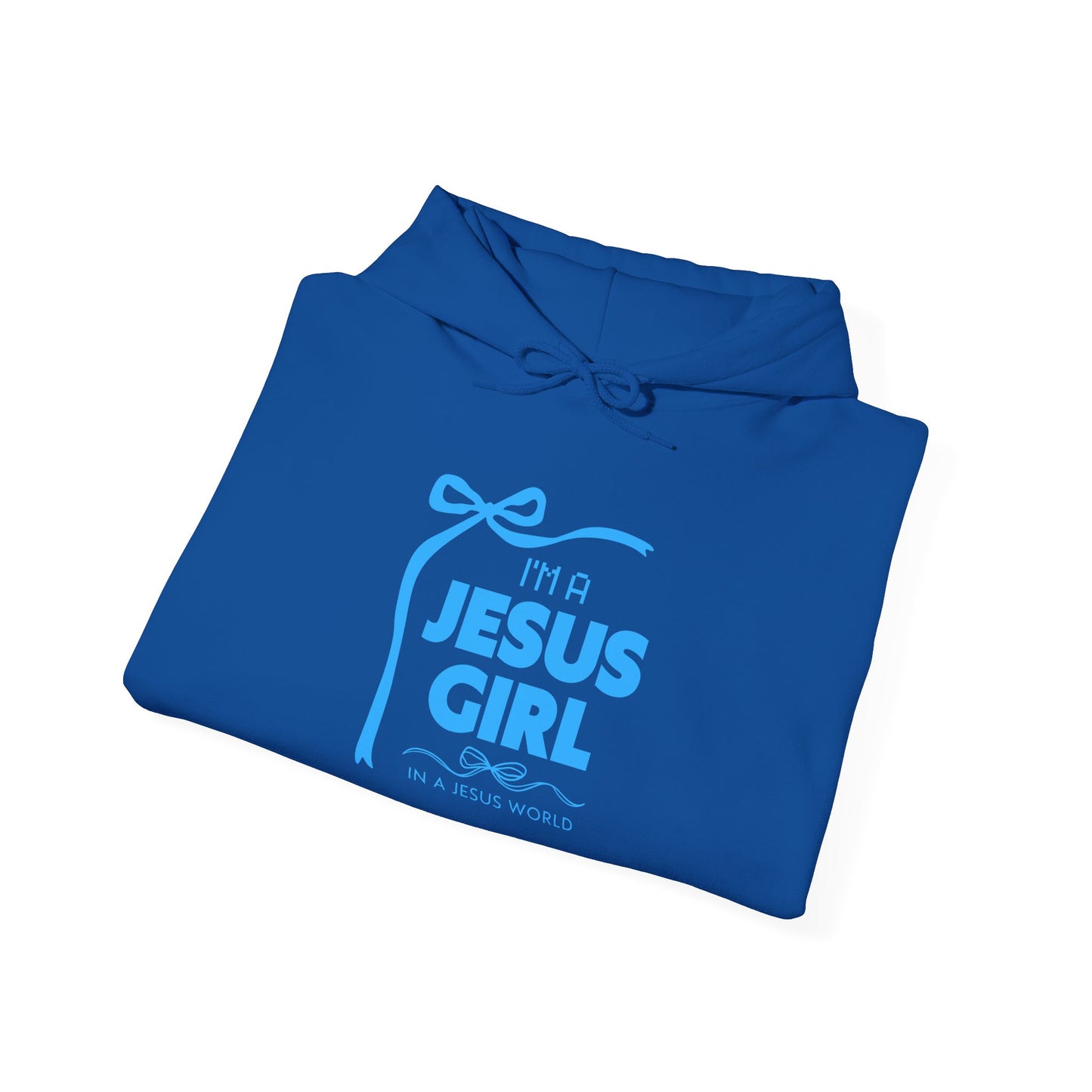 Jesus girl in a Jesus World Hoodie