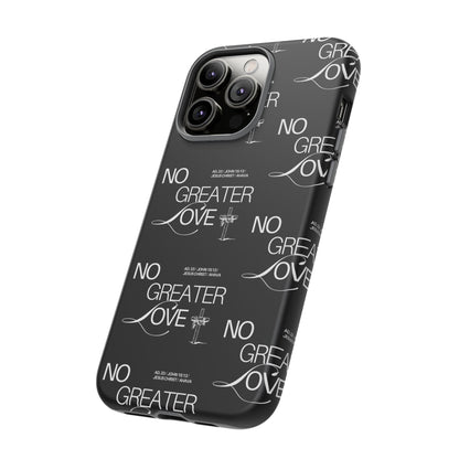 No Greater Love Phone Case Black | John 15:13 Bible Verse Case | Sleek Christian Gift for Men | Tough Minimalist Scripture Cover